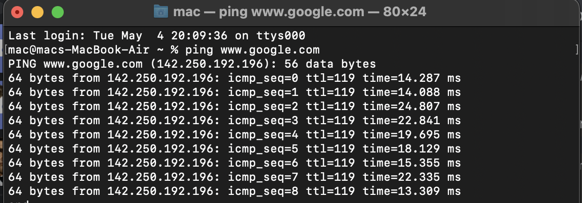 mac ping
